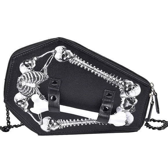 Amazing Skeleton Coffin Casket Handbag with Bone Accessory - Picture 7 of 8